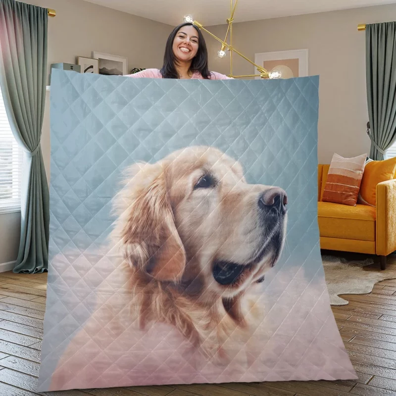 Cloudy Dog Background Quilt Blanket