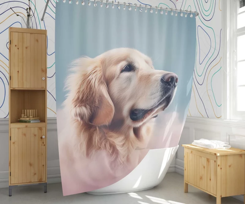 Cloudy Dog Background Shower Curtain 1