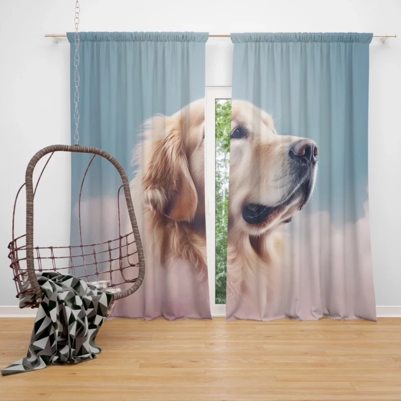 Cloudy Dog Background Window Curtain