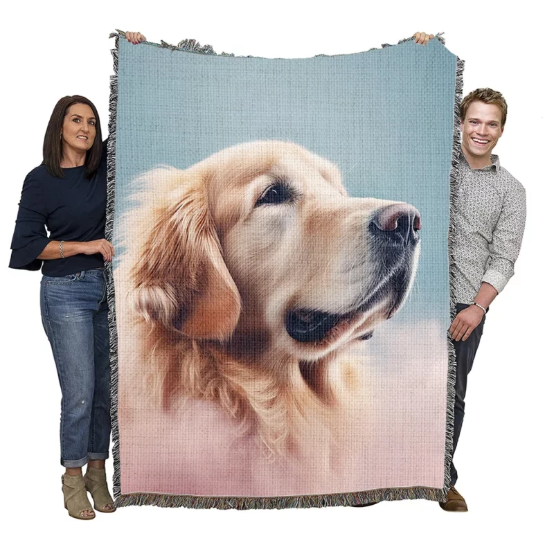 Cloudy Dog Background Woven Blanket