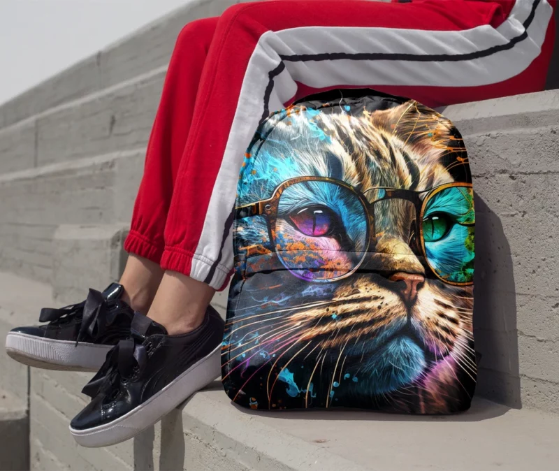 Colorful Abstract Stylish Cat Backpack 1