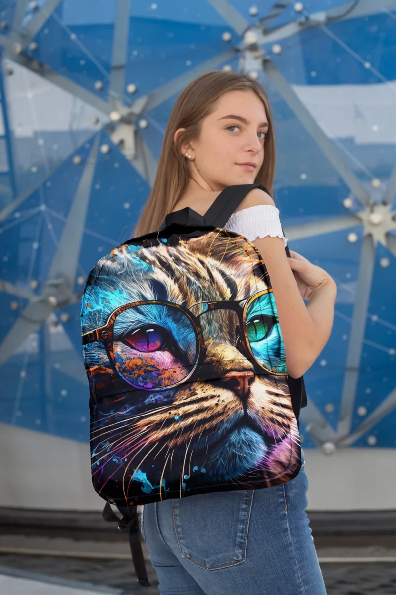 Colorful Abstract Stylish Cat Backpack 2