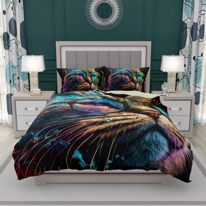 Colorful Abstract Stylish Cat Bedding Set 1