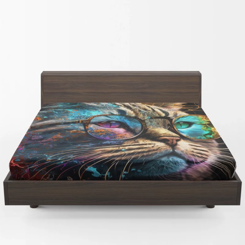 Colorful Abstract Stylish Cat Fitted Sheet 1