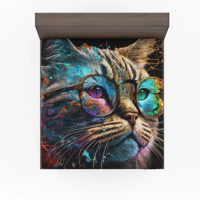 Colorful Abstract Stylish Cat Fitted Sheet