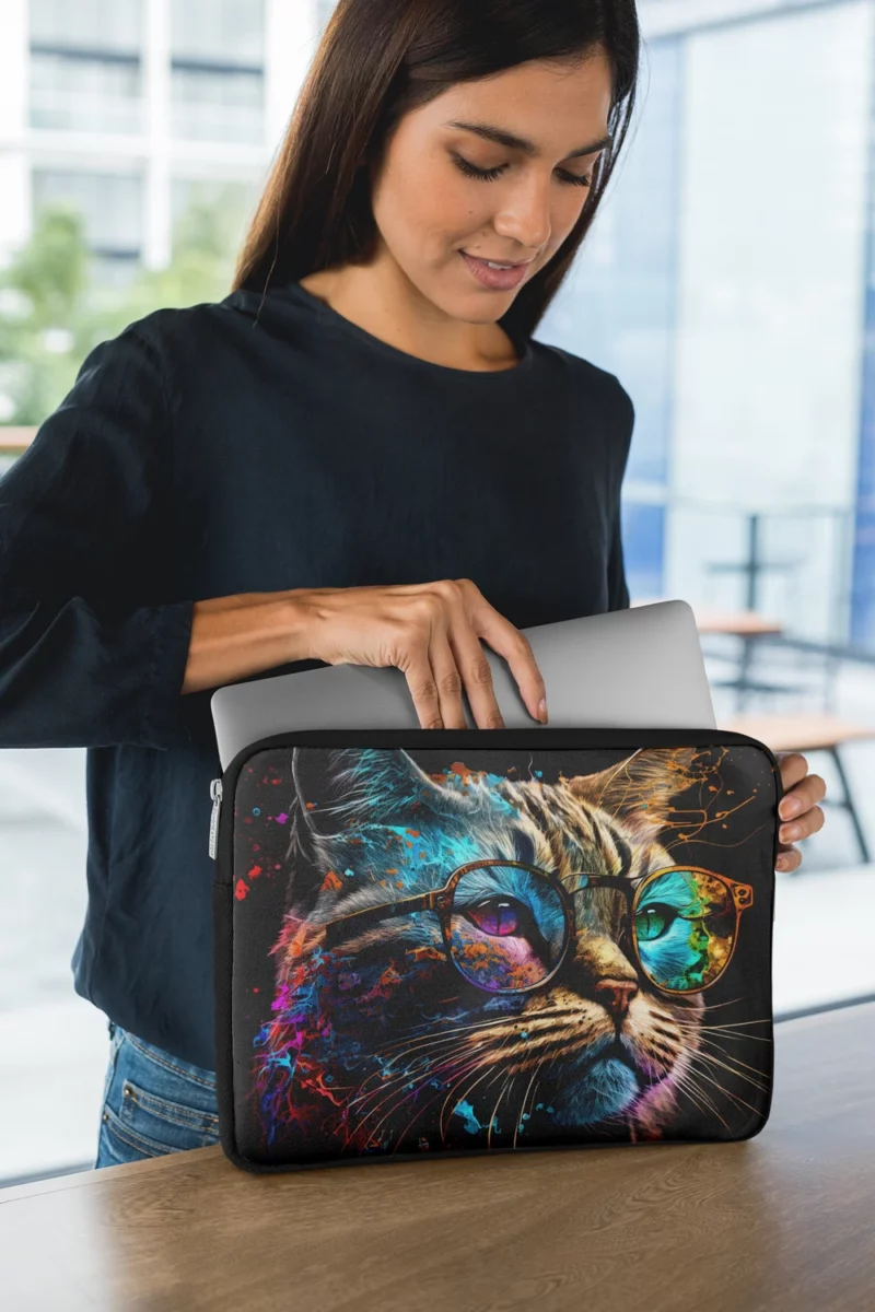 Colorful Abstract Stylish Cat Laptop Sleeve 1