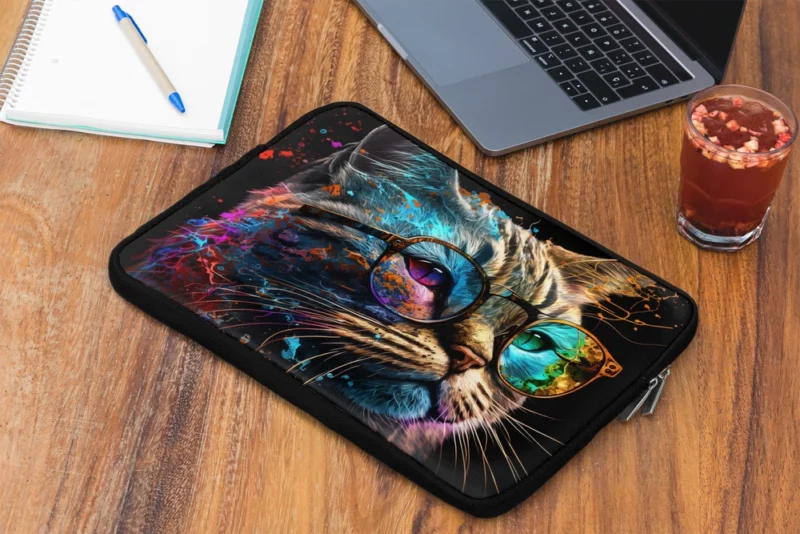 Colorful Abstract Stylish Cat Laptop Sleeve 2