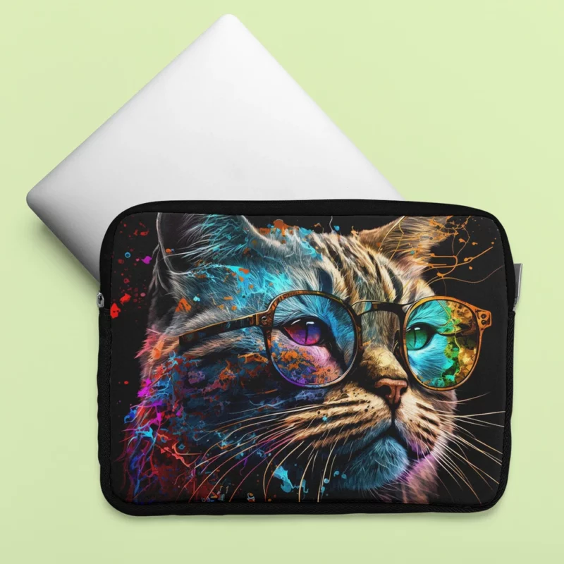 Colorful Abstract Stylish Cat Laptop Sleeve