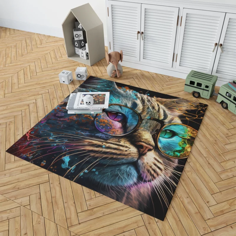 Colorful Abstract Stylish Cat Rug 1