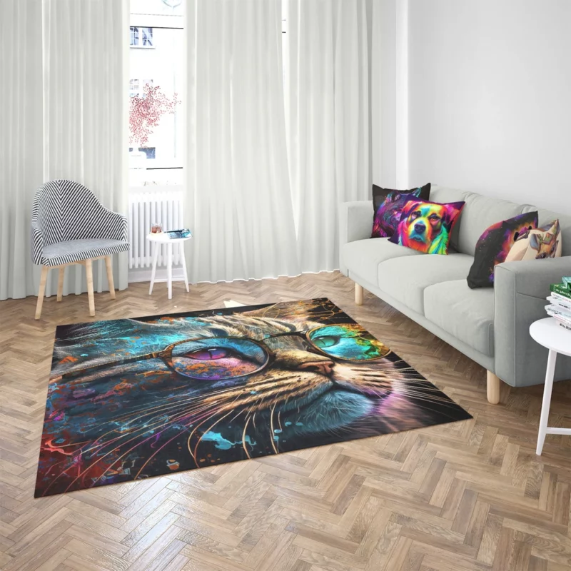 Colorful Abstract Stylish Cat Rug 2