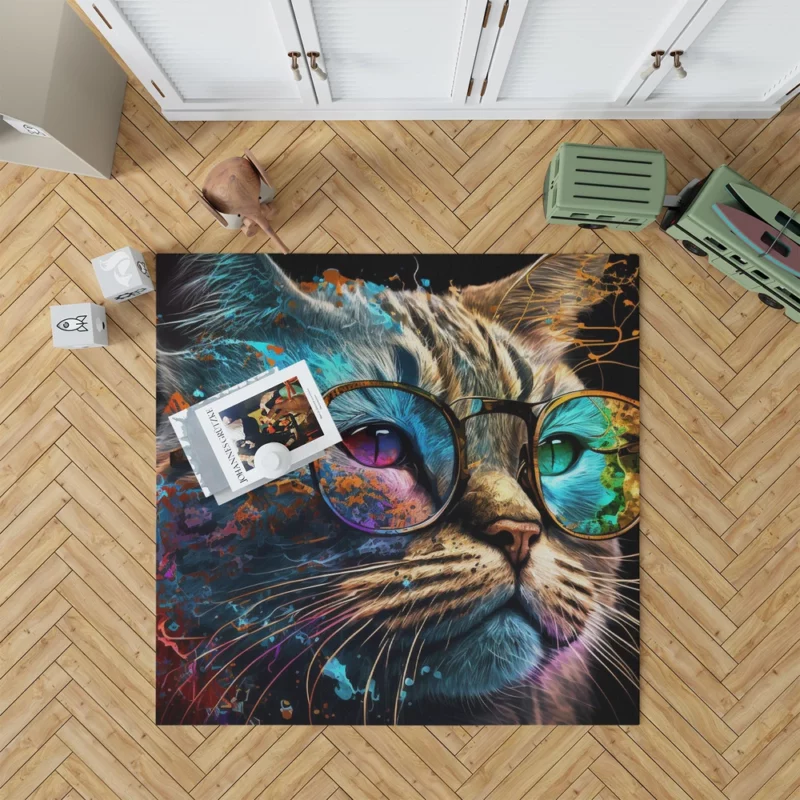 Colorful Abstract Stylish Cat Rug