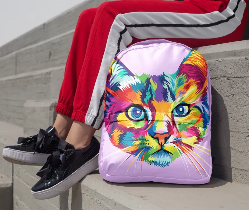 Colorful Cat Head Illustration Backpack 1