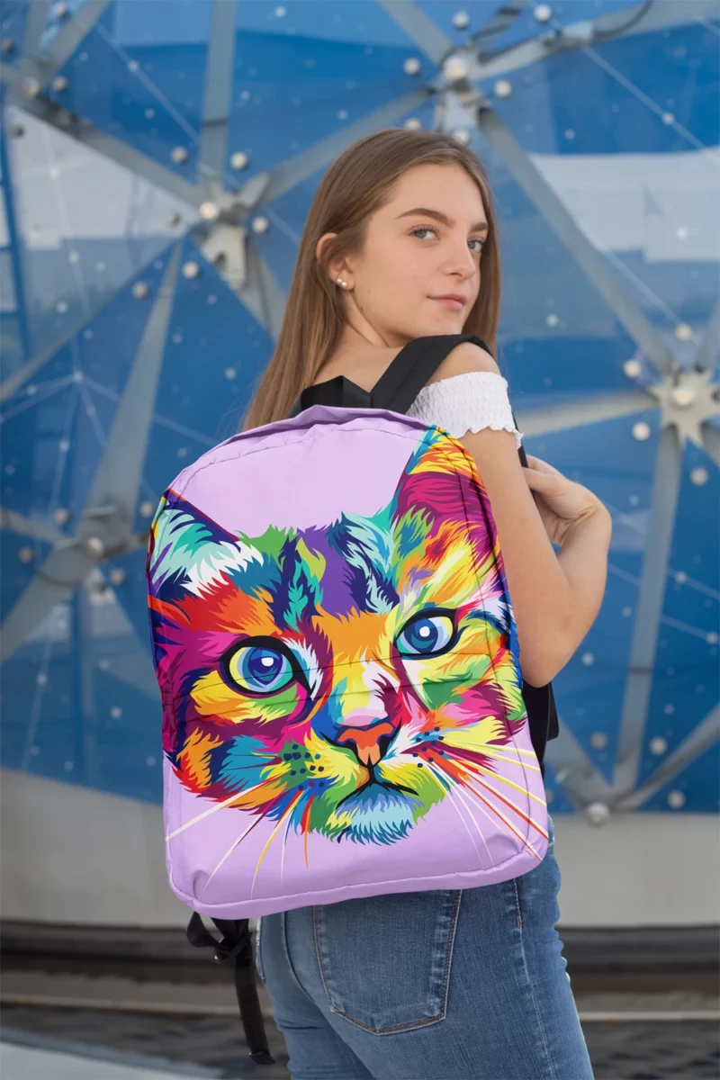 Colorful Cat Head Illustration Backpack 2