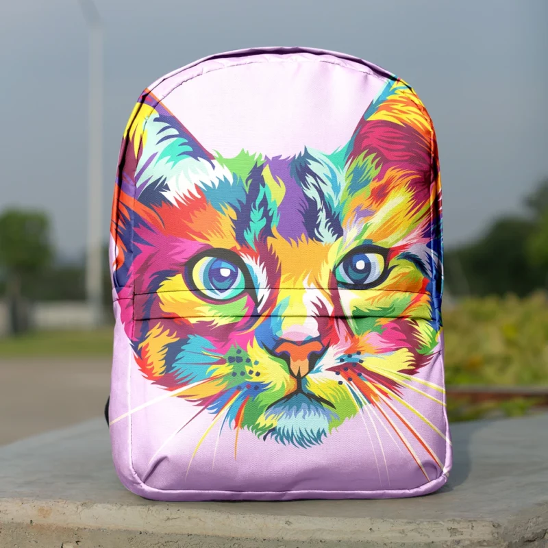 Colorful Cat Head Illustration Backpack