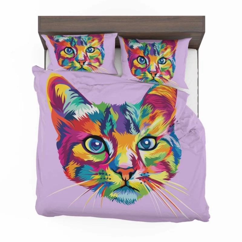 Colorful Cat Head Illustration Bedding Set 2