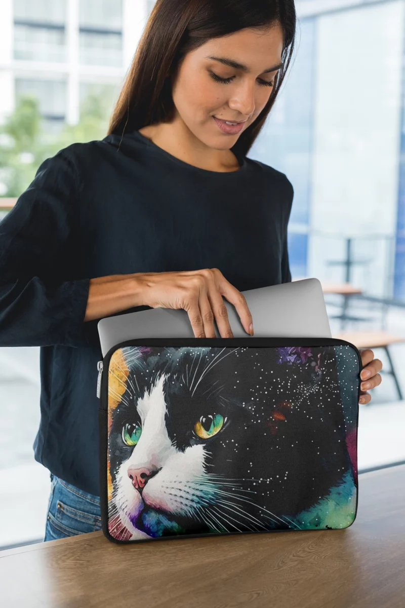 Colorful Cat on Background Laptop Sleeve 1