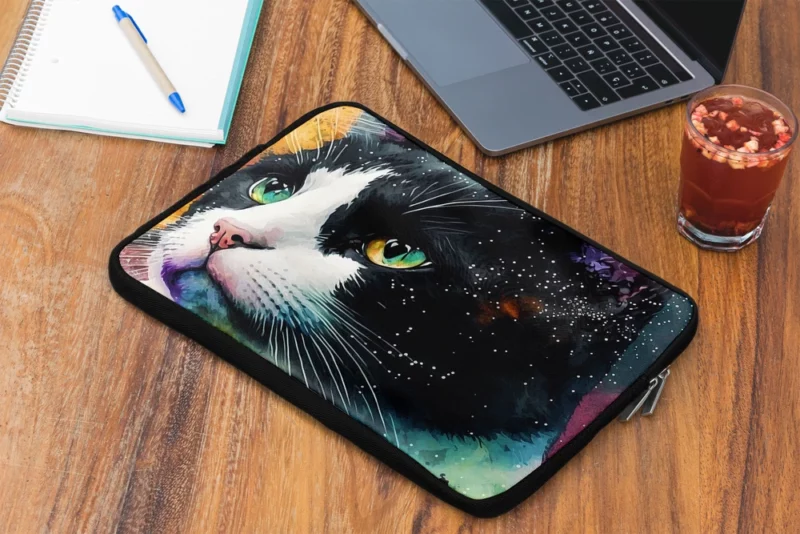 Colorful Cat on Background Laptop Sleeve 2