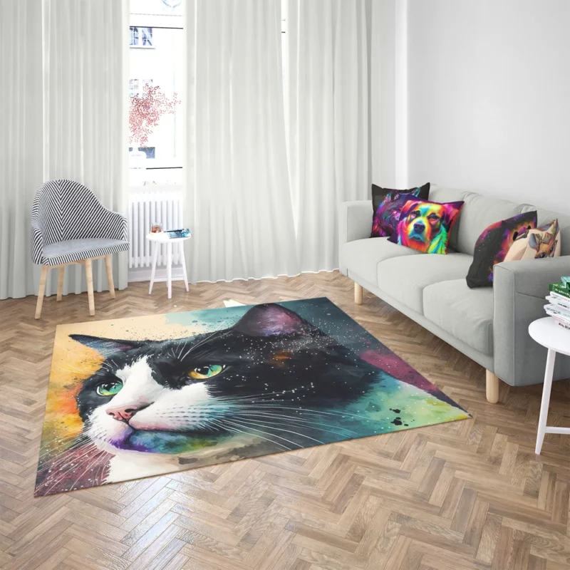 Colorful Cat on Background Rug 2