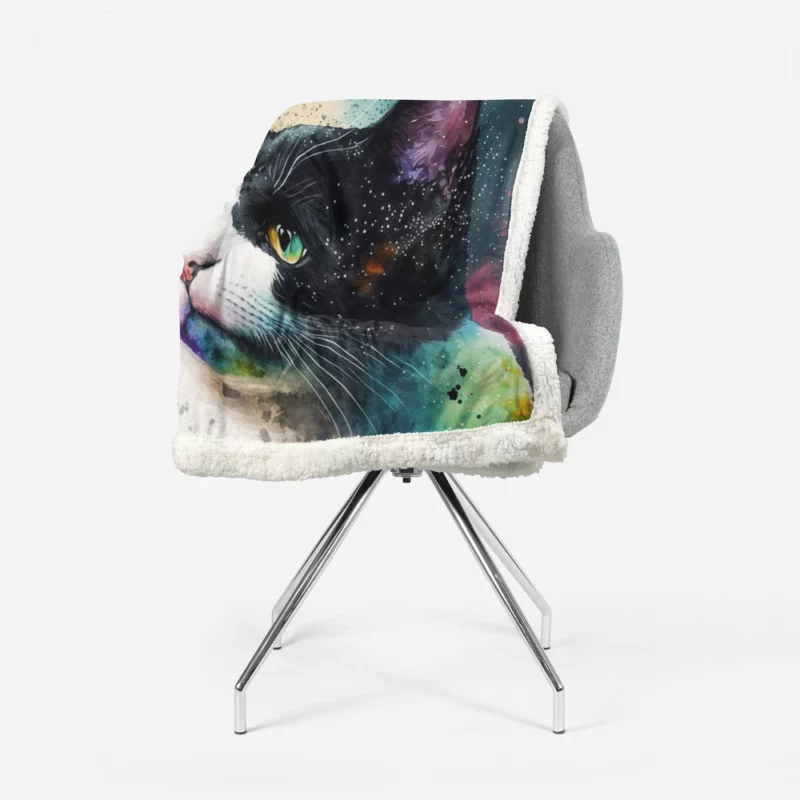 Colorful Cat on Background Sherpa Fleece Blanket 1