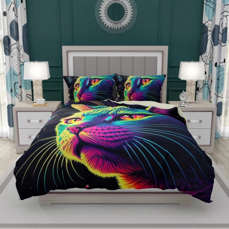 Colorful Cat with Cat It Title Bedding Set 1