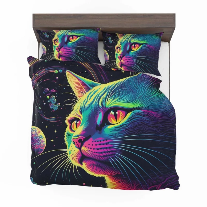 Colorful Cat with Cat It Title Bedding Set 2