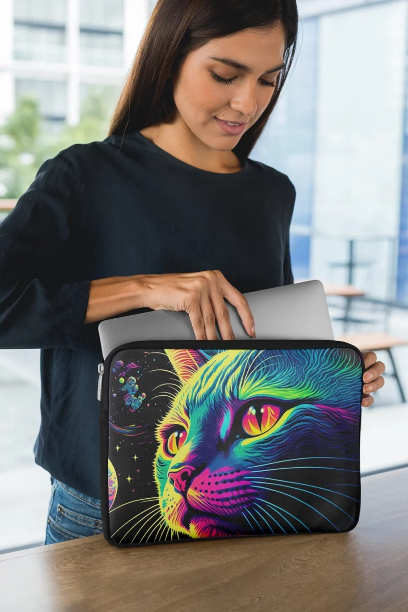 Colorful Cat with Cat It Title Laptop Sleeve 1