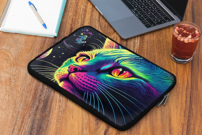 Colorful Cat with Cat It Title Laptop Sleeve 2