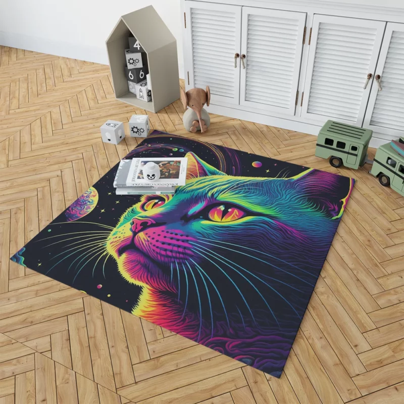 Colorful Cat with Cat It Title Rug 1