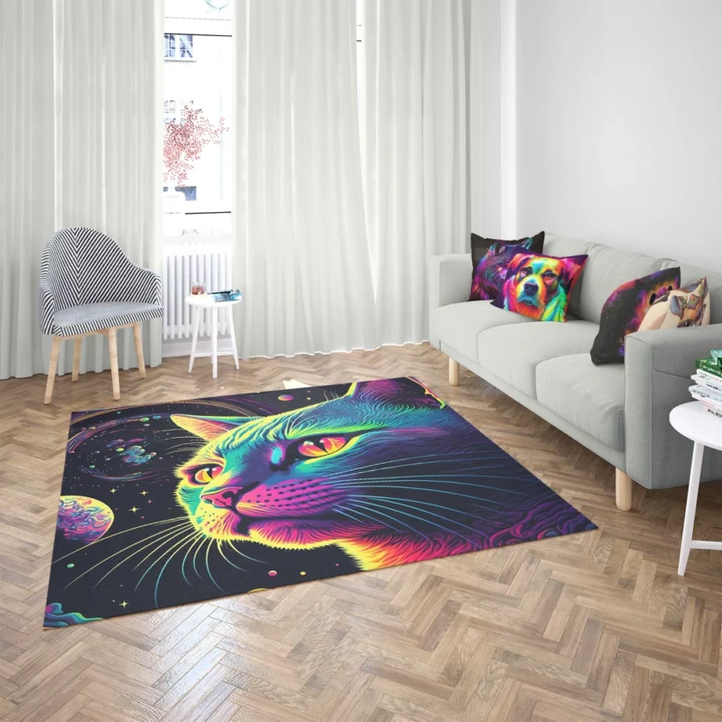 Colorful Cat with Cat It Title Rug 2