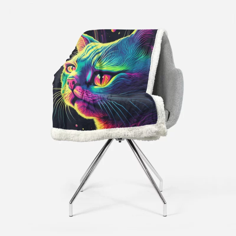 Colorful Cat with Cat It Title Sherpa Fleece Blanket 1