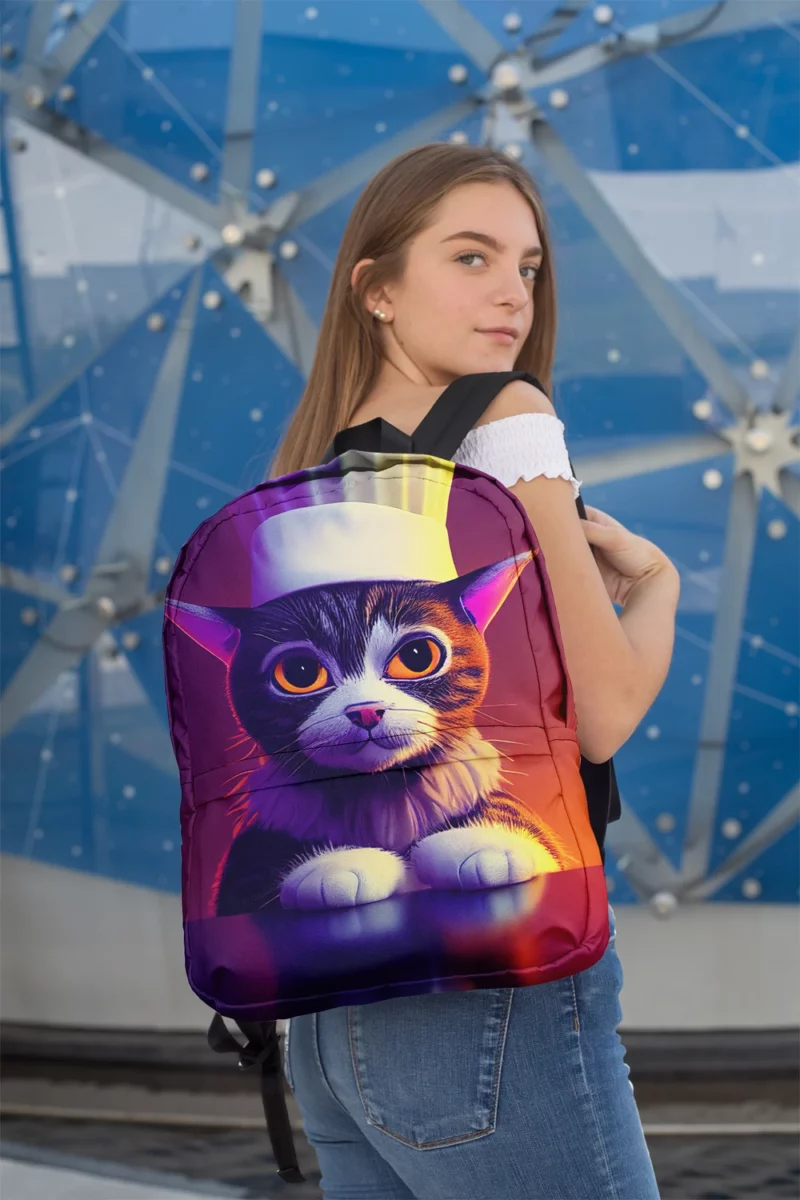 Colorful Chef Cat in the Kitchen Backpack 2