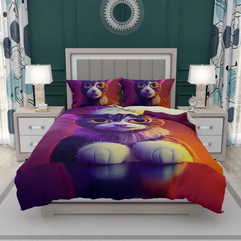 Colorful Chef Cat in the Kitchen Bedding Set 1