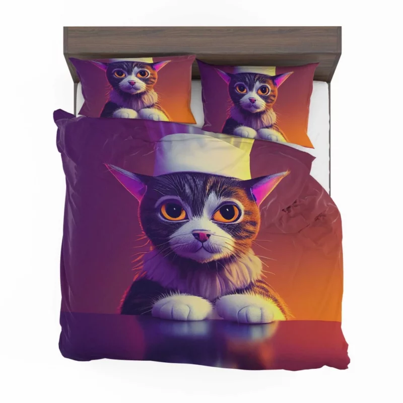 Colorful Chef Cat in the Kitchen Bedding Set 2