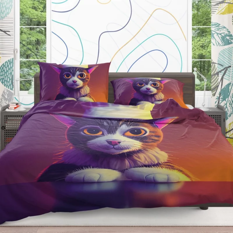 Colorful Chef Cat in the Kitchen Bedding Set