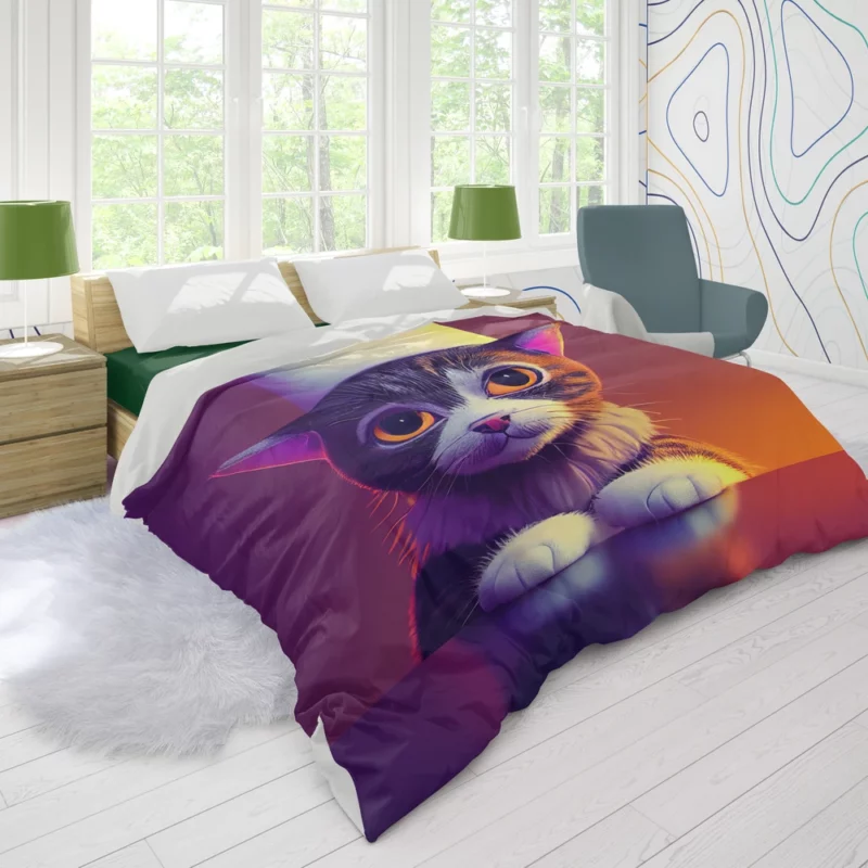 Colorful Chef Cat in the Kitchen Duvet Cover