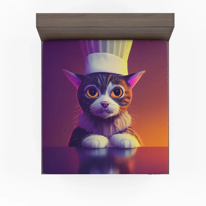 Colorful Chef Cat in the Kitchen Fitted Sheet