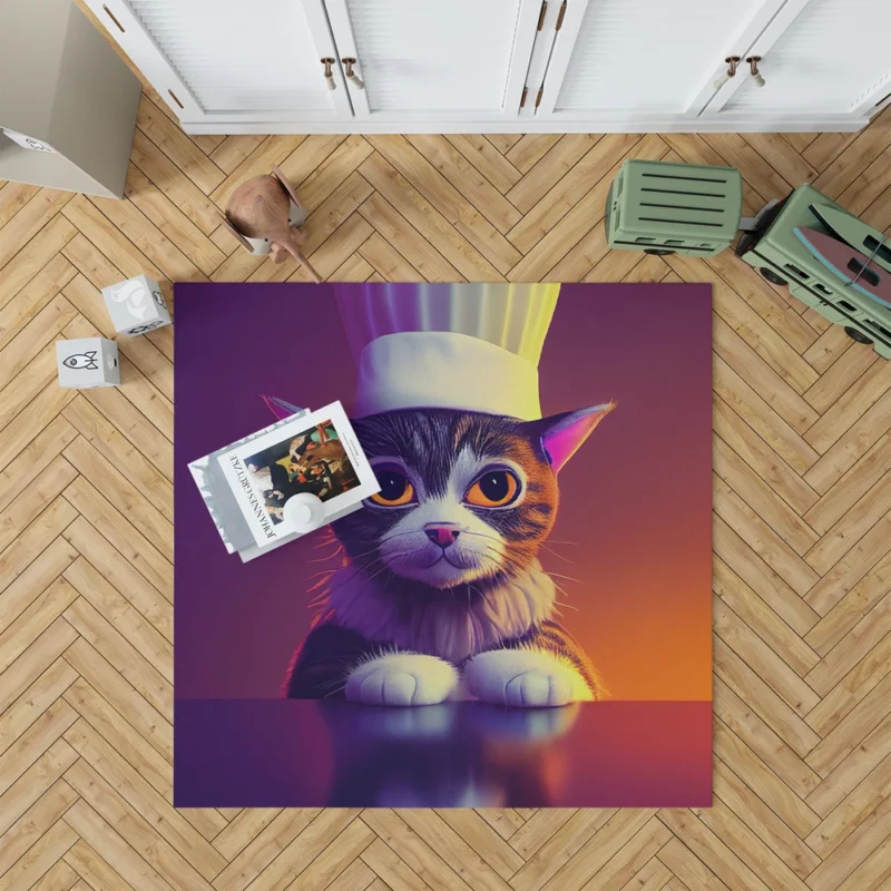 Colorful Chef Cat in the Kitchen Rug