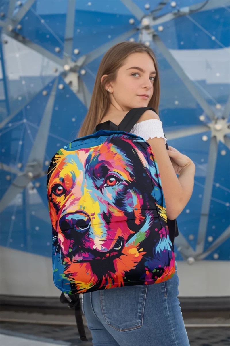 Colorful Dog Illustration Print Backpack 2