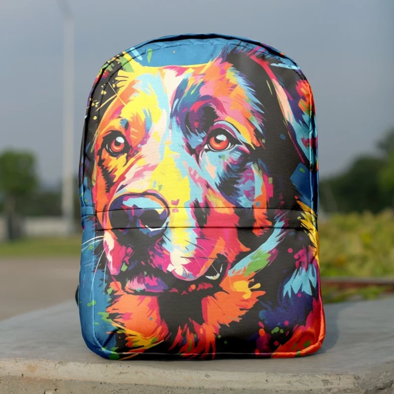 Colorful Dog Illustration Print Backpack