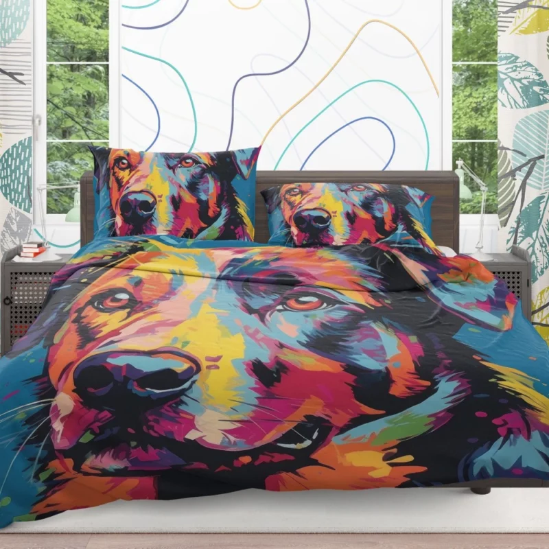 Colorful Dog Illustration Print Bedding Set
