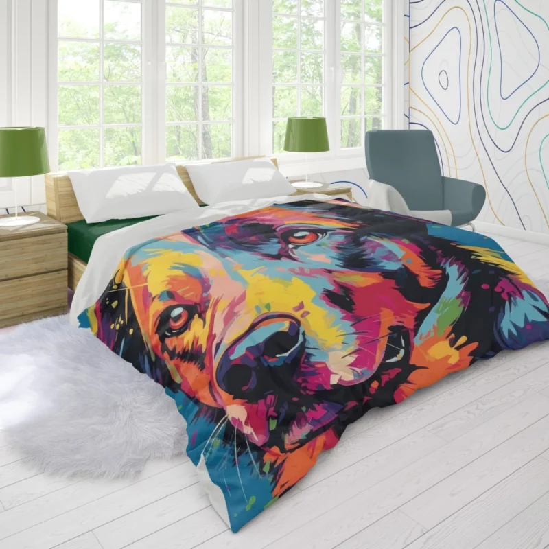 Colorful Dog Illustration Print Duvet Cover