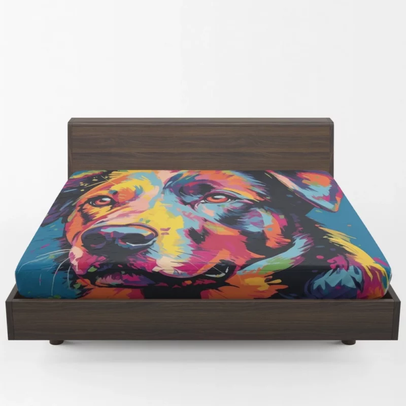 Colorful Dog Illustration Print Fitted Sheet 1