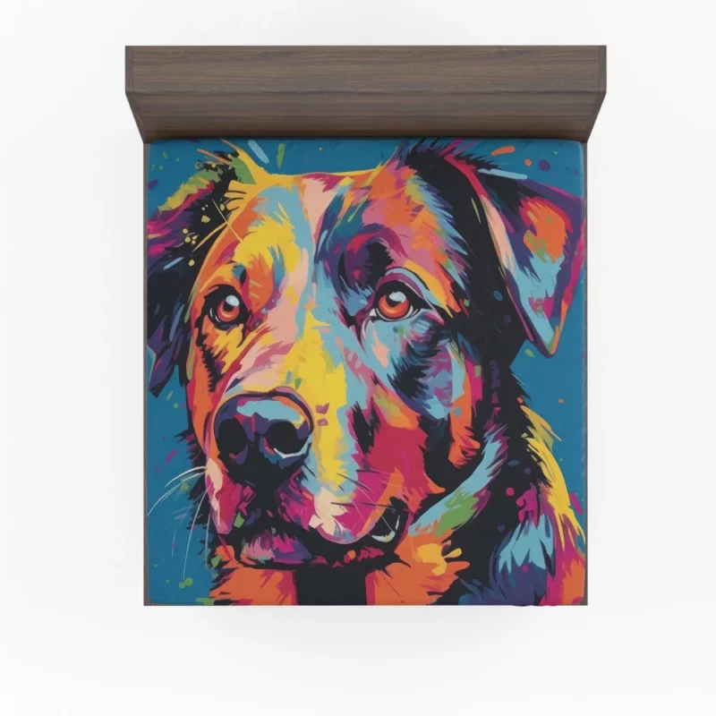 Colorful Dog Illustration Print Fitted Sheet