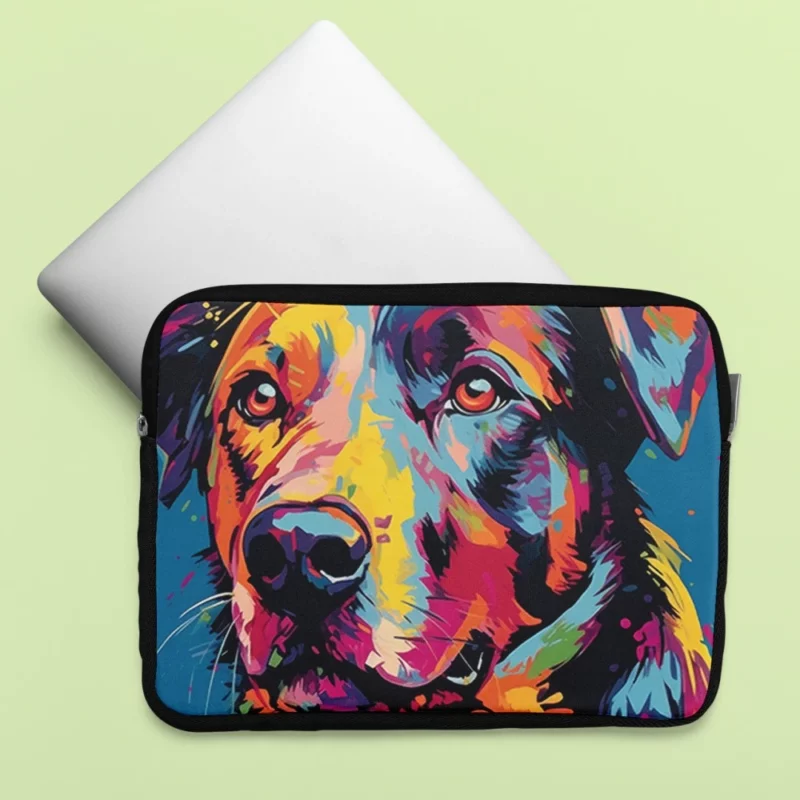 Colorful Dog Illustration Print Laptop Sleeve