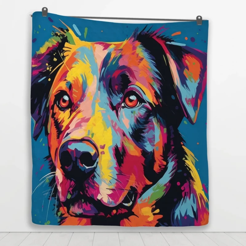 Colorful Dog Illustration Print Quilt Blanket 1