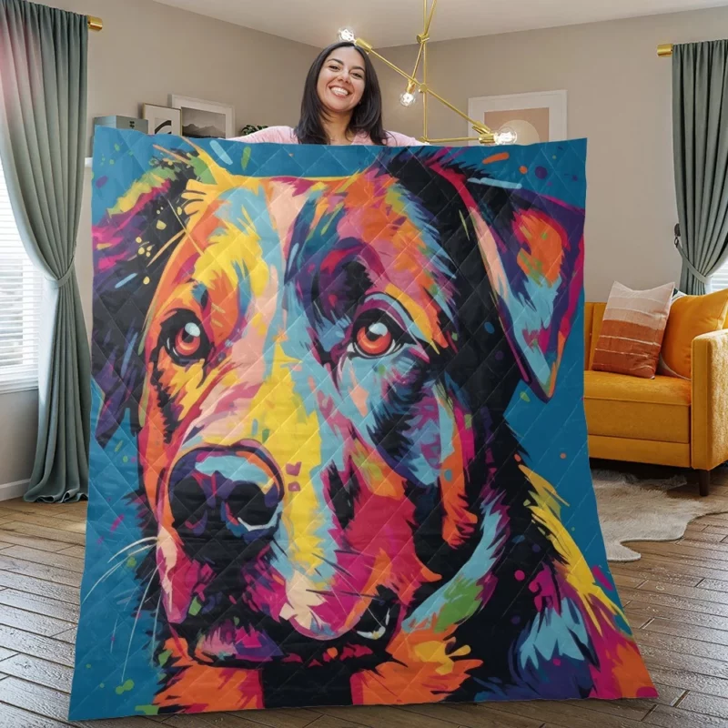 Colorful Dog Illustration Print Quilt Blanket