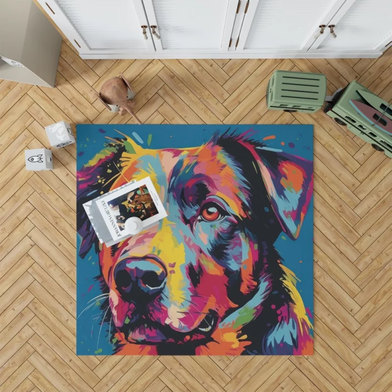 Colorful Dog Illustration Print Rug