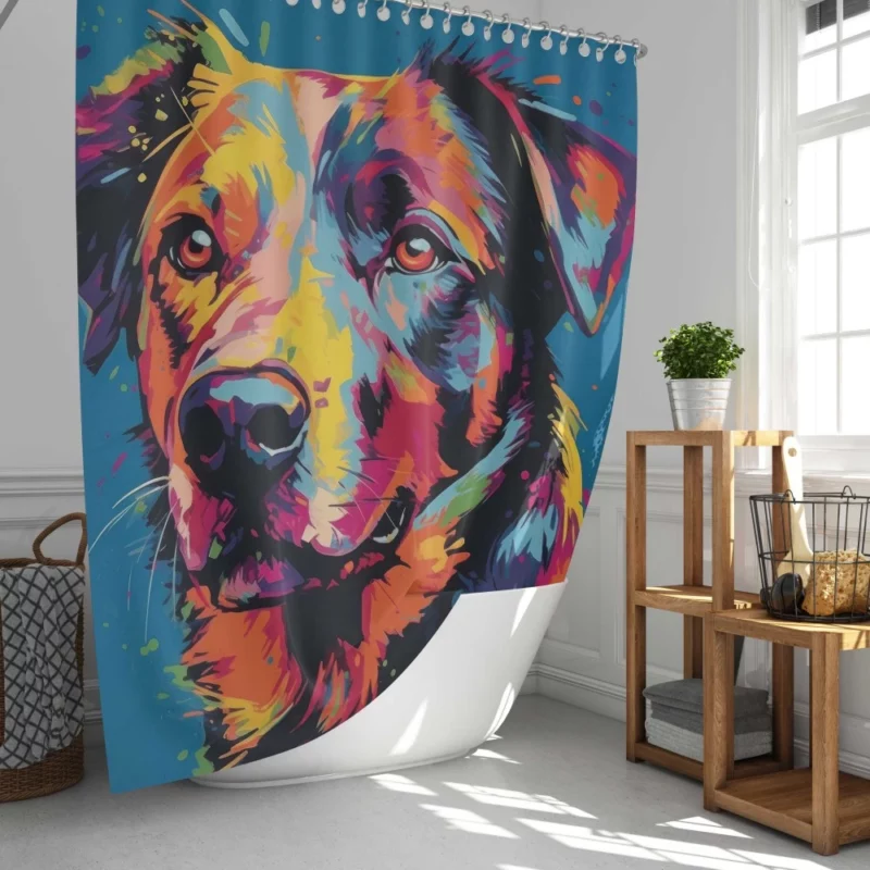 Colorful Dog Illustration Print Shower Curtain