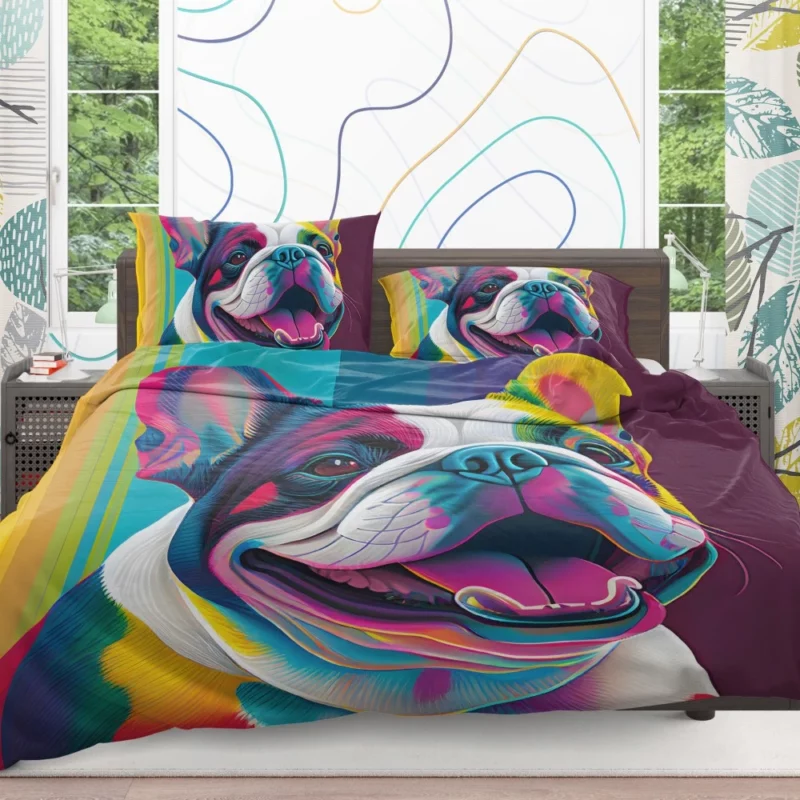 Colorful Dog Painting with Tongue Bedding Set