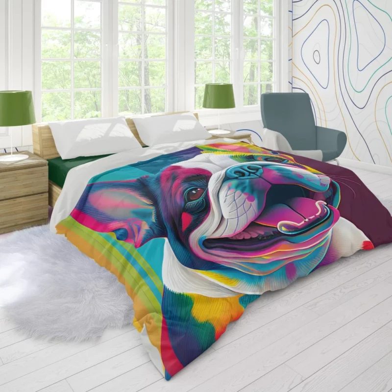 Colorful Dog Painting with Tongue Duvet Cover